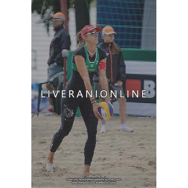 20.08.2014 - Stare Jablonki , siatkowka plazowa , beach volleyball , World Tour , FIVB Stare Jablonki Grand Slam 2014 , Wlochy (niebieskie) - Szwajcaria (zielone) , Italy (blue) - Switzerland (green) N/Z Tanja Huberli Fot. Karol Bartnik / MPAimages.com/NEWSPIX.PL --- Newspix.pl /Agenzia Aldo Liverani sas - ITALY ONLY - Italia - Svizzera beach volley, World Tour, FIVB Grande Slam 2014 *** Local Caption *** www.newspix.pl mail us: info@newspix.pl call us: 0048 022 23 22 222 --- Polish Picture Agency by Ringier Axel Springer Poland