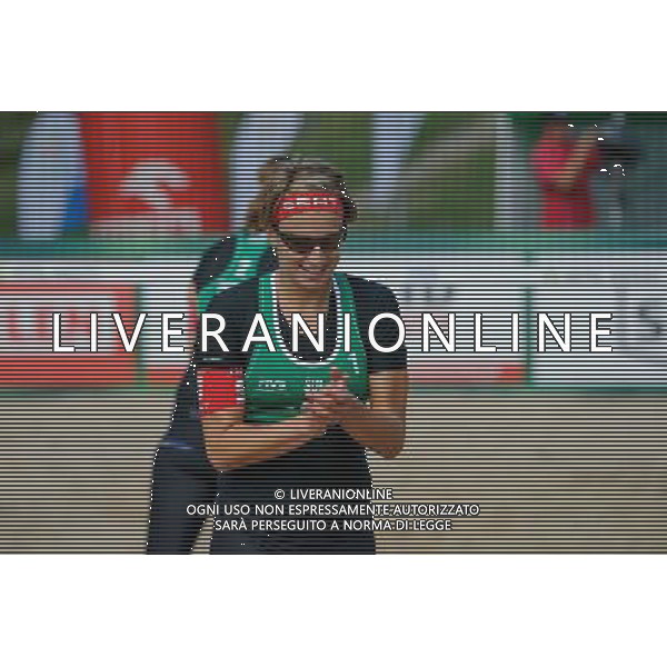 20.08.2014 - Stare Jablonki , siatkowka plazowa , beach volleyball , World Tour , FIVB Stare Jablonki Grand Slam 2014 , Wlochy (niebieskie) - Szwajcaria (zielone) , Italy (blue) - Switzerland (green) N/Z Tanja Goricanec Fot. Karol Bartnik / MPAimages.com/NEWSPIX.PL --- Newspix.pl /Agenzia Aldo Liverani sas - ITALY ONLY - Italia - Svizzera beach volley, World Tour, FIVB Grande Slam 2014 *** Local Caption *** www.newspix.pl mail us: info@newspix.pl call us: 0048 022 23 22 222 --- Polish Picture Agency by Ringier Axel Springer Poland