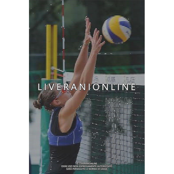 20.08.2014 - Stare Jablonki , siatkowka plazowa , beach volleyball , World Tour , FIVB Stare Jablonki Grand Slam 2014 , Wlochy (niebieskie) - Szwajcaria (zielone) , Italy (blue) - Switzerland (green) N/Z Viktoria Orsi Toth Fot. Karol Bartnik / MPAimages.com/NEWSPIX.PL --- Newspix.pl /Agenzia Aldo Liverani sas - ITALY ONLY - Italia - Svizzera beach volley, World Tour, FIVB Grande Slam 2014 *** Local Caption *** www.newspix.pl mail us: info@newspix.pl call us: 0048 022 23 22 222 --- Polish Picture Agency by Ringier Axel Springer Poland
