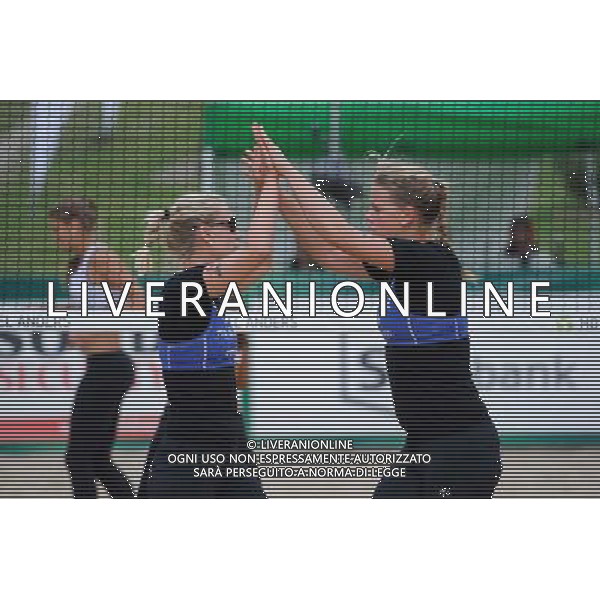 20.08.2014 - Stare Jablonki , siatkowka plazowa , beach volleyball , World Tour , FIVB Stare Jablonki Grand Slam 2014 , Niemcy (niebieski) -Kanada (bialy) , Germany (blue) - Canada (white) N/Z Karla Borger , Britta Buthe Fot. Karol Bartnik / MPAimages.com/NEWSPIX.PL --- Newspix.pl /Agenzia Aldo Liverani sas - ITALY ONLY - Germania - Canada beach volley, World Tour, FIVB Grande Slam 2014 *** Local Caption *** www.newspix.pl mail us: info@newspix.pl call us: 0048 022 23 22 222 --- Polish Picture Agency by Ringier Axel Springer Poland