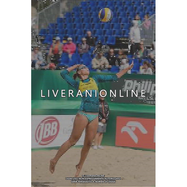 20.08.2014 - Stare Jablonki , siatkowka plazowa , beach volleyball , World Tour , FIVB Stare Jablonki Grand Slam 2014 , Polska (zolte) - Rosja (biale) , Poland - Russia N/Z Karolina Baran Fot. Mariusz Palczynski / MPAimages.com/NEWSPIX.PL --- Newspix.pl /Agenzia Aldo Liverani sas - ITALY ONLY - Polonia - Russia beach volley, World Tour, FIVB Stare Jablonki Grande Slam 2014 *** Local Caption *** www.newspix.pl mail us: info@newspix.pl call us: 0048 022 23 22 222 --- Polish Picture Agency by Ringier Axel Springer Poland