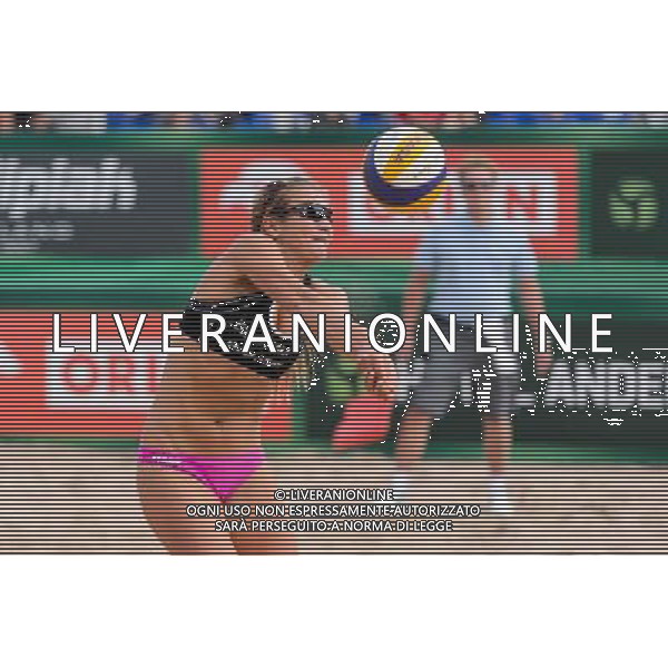 20.08.2014 - Stare Jablonki , siatkowka plazowa , beach volleyball , World Tour , FIVB Stare Jablonki Grand Slam 2014 , Brazylia (zolte) - Polska (czarne) , Brazil - Poland N/Z Dorota Strag Fot. Mariusz Palczynski / MPAimages.com/NEWSPIX.PL --- Newspix.pl /Agenzia Aldo Liverani sas - ITALY ONLY - Brasile - Polonia beach volley, World Tour, FIVB Grande Slam 2014 *** Local Caption *** www.newspix.pl mail us: info@newspix.pl call us: 0048 022 23 22 222 --- Polish Picture Agency by Ringier Axel Springer Poland