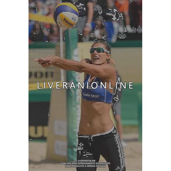 20.08.2014 - Stare Jablonki , siatkowka plazowa , beach volleyball , World Tour , FIVB Stare Jablonki Grand Slam 2014 , Polska (niebieskie) - Argentyna (biale) , Poland - Argentina N/Z Kinga Kolosinska Fot. Mariusz Palczynski / MPAimages.com/NEWSPIX.PL --- Newspix.pl /Agenzia Aldo Liverani sas - ITALY ONLY - Polonia - Argentina beach volley, World Tour, FIVB Grande Slam 2014 *** Local Caption *** www.newspix.pl mail us: info@newspix.pl call us: 0048 022 23 22 222 --- Polish Picture Agency by Ringier Axel Springer Poland