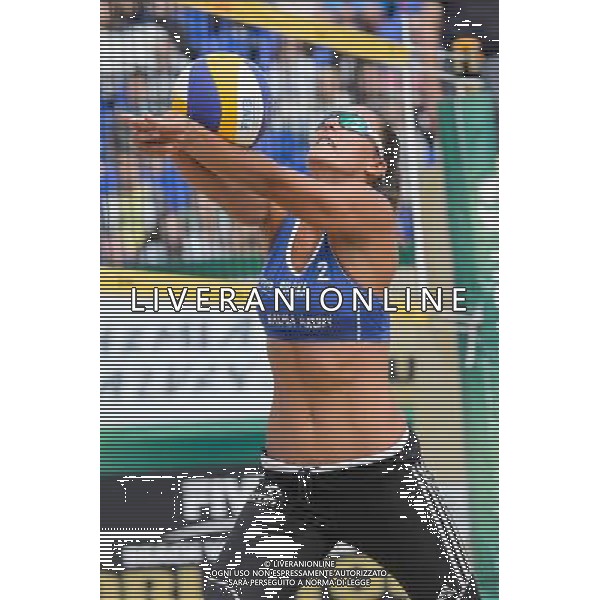 20.08.2014 - Stare Jablonki , siatkowka plazowa , beach volleyball , World Tour , FIVB Stare Jablonki Grand Slam 2014 , Polska (niebieskie) - Argentyna (biale) , Poland - Argentina N/Z Kinga Kolosinska Fot. Mariusz Palczynski / MPAimages.com/NEWSPIX.PL --- Newspix.pl /Agenzia Aldo Liverani sas - ITALY ONLY - Polonia - Argentina beach volley, World Tour, FIVB Grande Slam 2014 *** Local Caption *** www.newspix.pl mail us: info@newspix.pl call us: 0048 022 23 22 222 --- Polish Picture Agency by Ringier Axel Springer Poland