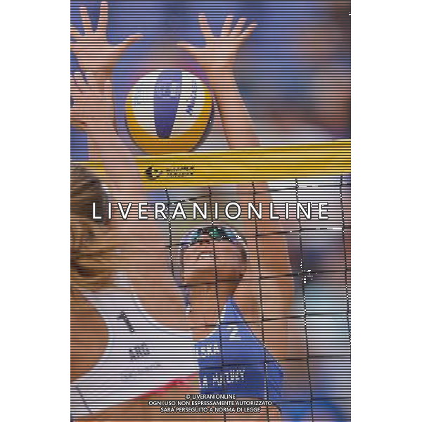 20.08.2014 - Stare Jablonki , siatkowka plazowa , beach volleyball , World Tour , FIVB Stare Jablonki Grand Slam 2014 , Polska (niebieskie) - Argentyna (biale) , Poland - Argentina N/Z Ana Gallay , Kinga Kolosinska Fot. Mariusz Palczynski / MPAimages.com/NEWSPIX.PL --- Newspix.pl /Agenzia Aldo Liverani sas - ITALY ONLY - Polonia - Argentina beach volley, World Tour, FIVB Grande Slam 2014 *** Local Caption *** www.newspix.pl mail us: info@newspix.pl call us: 0048 022 23 22 222 --- Polish Picture Agency by Ringier Axel Springer Poland