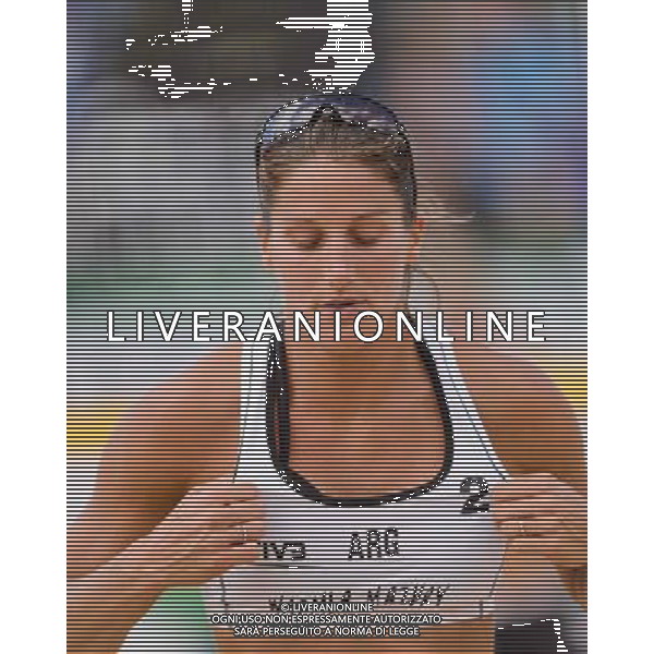 20.08.2014 - Stare Jablonki , siatkowka plazowa , beach volleyball , World Tour , FIVB Stare Jablonki Grand Slam 2014 , Polska (niebieskie) - Argentyna (biale) , Poland - Argentina N/Z Georgina Klug Fot. Mariusz Palczynski / MPAimages.com/NEWSPIX.PL --- Newspix.pl /Agenzia Aldo Liverani sas - ITALY ONLY - Polonia - Argentina beach volley, World Tour, FIVB Grande Slam 2014 *** Local Caption *** www.newspix.pl mail us: info@newspix.pl call us: 0048 022 23 22 222 --- Polish Picture Agency by Ringier Axel Springer Poland