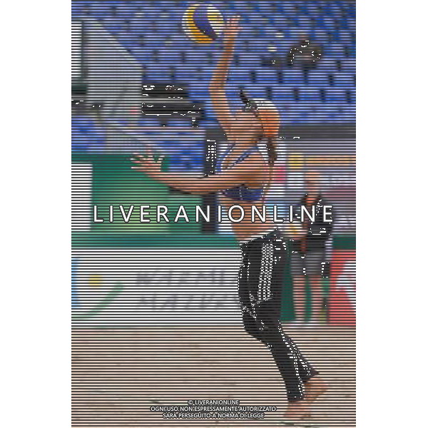 20.08.2014 - Stare Jablonki , siatkowka plazowa , beach volleyball , World Tour , FIVB Stare Jablonki Grand Slam 2014 , Polska (niebieskie) - Argentyna (biale) , Poland - Argentina N/Z Monika Brzostek Fot. Mariusz Palczynski / MPAimages.com/NEWSPIX.PL --- Newspix.pl /Agenzia Aldo Liverani sas - ITALY ONLY - Polonia - Argentina beach volley, World Tour, FIVB Grande Slam 2014 *** Local Caption *** www.newspix.pl mail us: info@newspix.pl call us: 0048 022 23 22 222 --- Polish Picture Agency by Ringier Axel Springer Poland