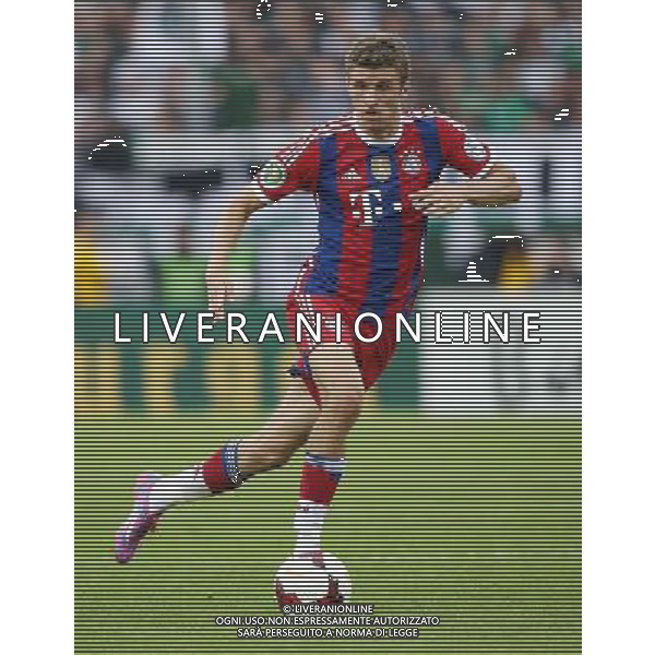 firo : 17.08.2014 Fu§ball, 2.Bundesliga, DFB-Pokal, DFB Pokal, 1.Runde, Saison 2014/2015, Preu§en Preussen MŸnster Muenster - FCB FC Bayern MŸnchen Muenchen 1:4 FCB Thomas MŸller Mueller, Einzelaktion $worldrights,Es gelten unsere AGB, einsehbar auf www.firosportphoto.de, copyright by firo sportphoto: Coesfelder Str. 207 D-48249 DŸlmen www.firosportphoto.de mail@firosportphoto.de (V o l k s b a n k B o c h u m - W i t t e n ) BLZ.: 430 601 29 Kt. Nr.: 341 117 100 Tel:Ê +49-2594-9916004 Fax:Ê+49-2594-9916005 AG ALDO LIVERANI SAS ONLY ITALY