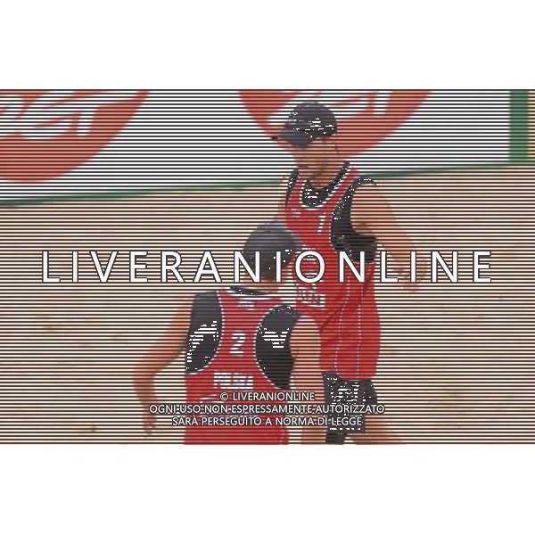 21.08.2014 - Stare Jablonki , siatkowka plazowa , beach volleyball , World Tour , FIVB Stare Jablonki Grand Slam 2014 , Polska (czerwone) - Brazylia (biale) , Poland - Brazil N/Z Michal Kadziola , Jakub Szalankiewicz Fot. Mariusz Palczynski / MPAimages.com/NEWSPIX.PL --- Newspix.pl /Agenzia Aldo Liverani sas - ITALY ONLY - Polonia - Brasile beach volley, World Tour, FIVB Stare Jablonki Grande Slam 2014 *** Local Caption *** www.newspix.pl mail us: info@newspix.pl call us: 0048 022 23 22 222 --- Polish Picture Agency by Ringier Axel Springer Poland