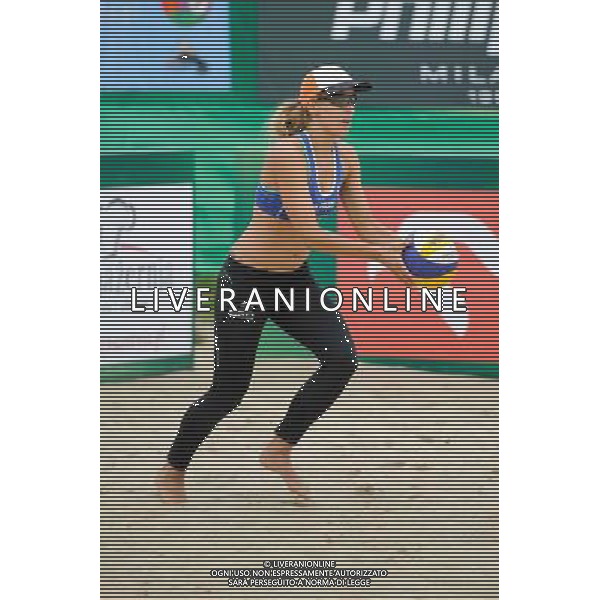 21.08.2014 - Stare Jablonki , siatkowka plazowa , beach volleyball , World Tour , FIVB Stare Jablonki Grand Slam 2014 , Brazylia (biale) - Polskia (niebieskie) , Brazil (white) - Poland (blue) N/Z Monika Brzostek Fot. Karol Bartnik / MPAimages.com/NEWSPIX.PL --- Newspix.pl /Agenzia Aldo Liverani sas - ITALY ONLY - Brasile - Polonia beach volley femminile World Tour, FIVB Stare Jablonki Grande Slam 2014 *** Local Caption *** www.newspix.pl mail us: info@newspix.pl call us: 0048 022 23 22 222 --- Polish Picture Agency by Ringier Axel Springer Poland