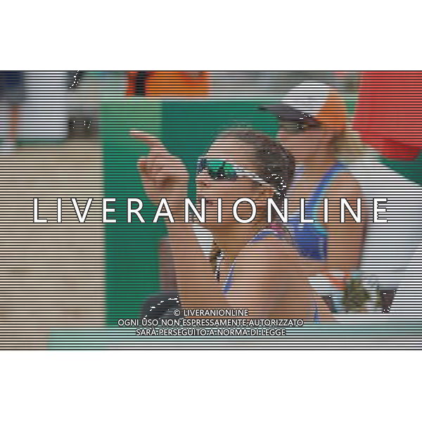 21.08.2014 - Stare Jablonki , siatkowka plazowa , beach volleyball , World Tour , FIVB Stare Jablonki Grand Slam 2014 , Brazylia (biale) - Polskia (niebieskie) , Brazil (white) - Poland (blue) N/Z Kinga Kolosinska Fot. Karol Bartnik / MPAimages.com/NEWSPIX.PL --- Newspix.pl /Agenzia Aldo Liverani sas - ITALY ONLY - Brasile - Polonia beach volley femminile World Tour, FIVB Stare Jablonki Grande Slam 2014 *** Local Caption *** www.newspix.pl mail us: info@newspix.pl call us: 0048 022 23 22 222 --- Polish Picture Agency by Ringier Axel Springer Poland