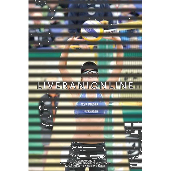 21.08.2014 - Stare Jablonki , siatkowka plazowa , beach volleyball , World Tour , FIVB Stare Jablonki Grand Slam 2014 , Brazylia (biale) - Polskia (niebieskie) , Brazil (white) - Poland (blue) N/Z Monika Brzostek Fot. Karol Bartnik / MPAimages.com/NEWSPIX.PL --- Newspix.pl /Agenzia Aldo Liverani sas - ITALY ONLY - Brasile - Polonia beach volley femminile World Tour, FIVB Stare Jablonki Grande Slam 2014 *** Local Caption *** www.newspix.pl mail us: info@newspix.pl call us: 0048 022 23 22 222 --- Polish Picture Agency by Ringier Axel Springer Poland