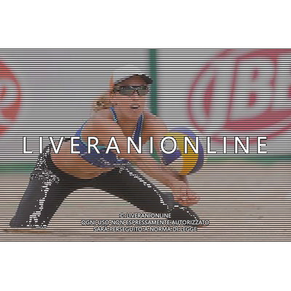 21.08.2014 - Stare Jablonki , siatkowka plazowa , beach volleyball , World Tour , FIVB Stare Jablonki Grand Slam 2014 , Brazylia (biale) - Polska (niebieskie) , Brazil - Poland N/Z Monika Brzostek Fot. Mariusz Palczynski / MPAimages.com/NEWSPIX.PL --- Newspix.pl /Agenzia Aldo Liverani sas - ITALY ONLY - Brasile - Polonia beach volley femminile World Tour, FIVB Stare Jablonki Grande Slam 2014 *** Local Caption *** www.newspix.pl mail us: info@newspix.pl call us: 0048 022 23 22 222 --- Polish Picture Agency by Ringier Axel Springer Poland