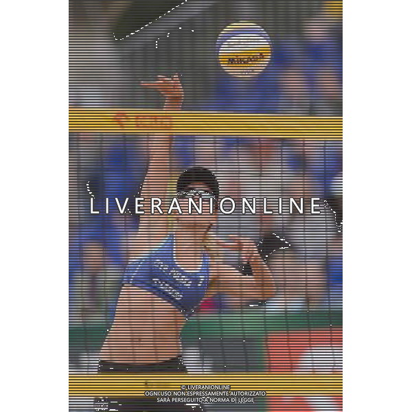 21.08.2014 - Stare Jablonki , siatkowka plazowa , beach volleyball , World Tour , FIVB Stare Jablonki Grand Slam 2014 , Brazylia (biale) - Polska (niebieskie) , Brazil - Poland N/Z Monika Brzostek Fot. Mariusz Palczynski / MPAimages.com/NEWSPIX.PL --- Newspix.pl /Agenzia Aldo Liverani sas - ITALY ONLY - Brasile - Polonia beach volley femminile World Tour, FIVB Stare Jablonki Grande Slam 2014 *** Local Caption *** www.newspix.pl mail us: info@newspix.pl call us: 0048 022 23 22 222 --- Polish Picture Agency by Ringier Axel Springer Poland