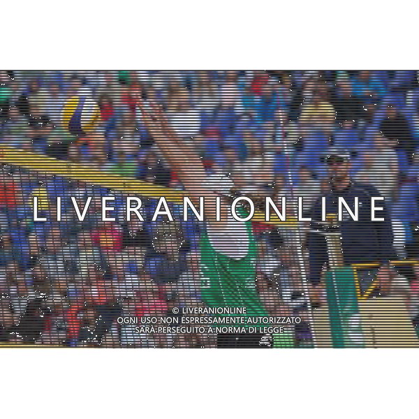 21.08.2014 - Stare Jablonki , siatkowka plazowa , beach volleyball , World Tour , FIVB Stare Jablonki Grand Slam 2014 , Polska (zielone) - Rosja (niebieskie) , Poland (green) - Russia (blue) N/Z Mariusz Prudel Fot. Karol Bartnik / MPAimages.com/NEWSPIX.PL --- Newspix.pl /Agenzia Aldo Liverani sas - ITALY ONLY - Polonia - Russia beach volley maschile, World Tour, FIVB Stare Jablonki Grande Slam 2014 *** Local Caption *** www.newspix.pl mail us: info@newspix.pl call us: 0048 022 23 22 222 --- Polish Picture Agency by Ringier Axel Springer Poland