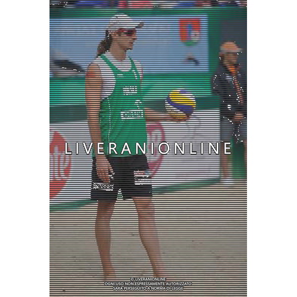 21.08.2014 - Stare Jablonki , siatkowka plazowa , beach volleyball , World Tour , FIVB Stare Jablonki Grand Slam 2014 , Polska (zielone) - Rosja (niebieskie) , Poland (green) - Russia (blue) N/Z Mariusz Prudel Fot. Karol Bartnik / MPAimages.com/NEWSPIX.PL --- Newspix.pl /Agenzia Aldo Liverani sas - ITALY ONLY - Polonia - Russia beach volley maschile, World Tour, FIVB Stare Jablonki Grande Slam 2014 *** Local Caption *** www.newspix.pl mail us: info@newspix.pl call us: 0048 022 23 22 222 --- Polish Picture Agency by Ringier Axel Springer Poland