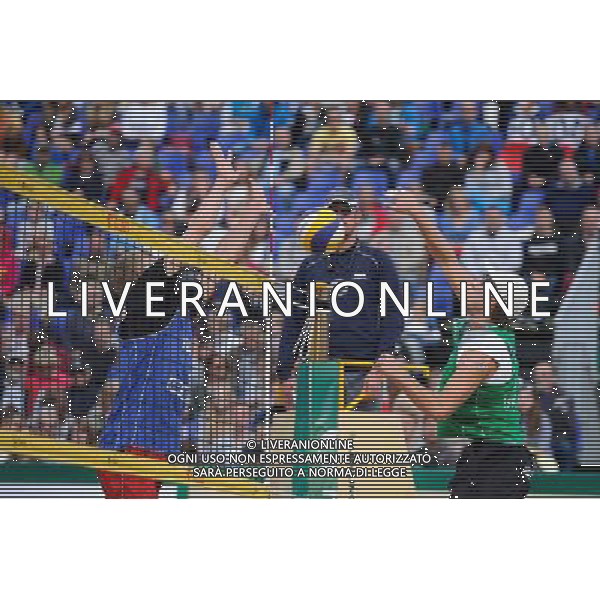 21.08.2014 - Stare Jablonki , siatkowka plazowa , beach volleyball , World Tour , FIVB Stare Jablonki Grand Slam 2014 , Polska (zielone) - Rosja (niebieskie) , Poland (green) - Russia (blue) N/Z Dmitri Barsouk , Grzegorz Fijalek Fot. Karol Bartnik / MPAimages.com/NEWSPIX.PL --- Newspix.pl /Agenzia Aldo Liverani sas - ITALY ONLY - Polonia - Russia beach volley maschile, World Tour, FIVB Stare Jablonki Grande Slam 2014 *** Local Caption *** www.newspix.pl mail us: info@newspix.pl call us: 0048 022 23 22 222 --- Polish Picture Agency by Ringier Axel Springer Poland
