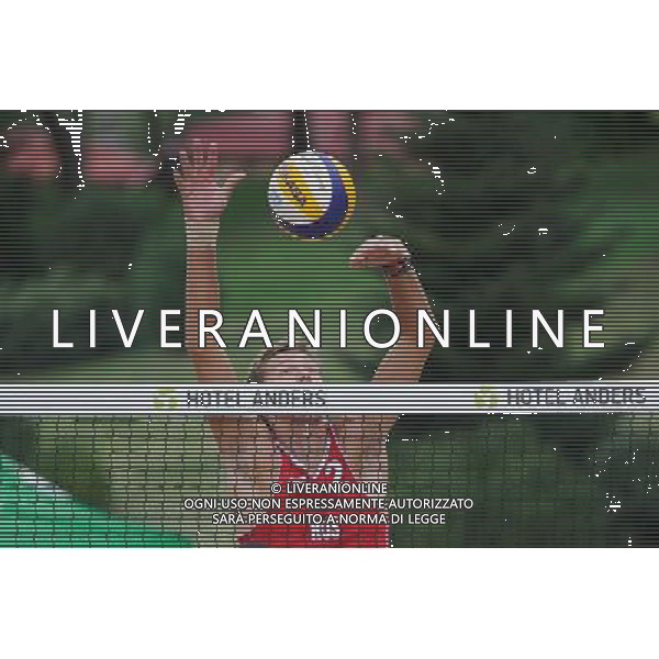 22.08.2014 - Stare Jablonki , siatkowka plazowa , beach volleyball , World Tour , FIVB Stare Jablonki Grand Slam 2014 , Hiszpania (biale) - Rosja (czerwone) , Spain (white) - Russia (red) N/Z Viacheslav Krasilnikov Fot. Karol Bartnik / MPAimages.com/NEWSPIX.PL --- Newspix.pl /Agenzia Aldo Liverani sas - ITALY ONLY - Spagna - Russia beach volley maschile, World Tour, FIVB Stare Jablonki Grande Slam 2014 *** Local Caption *** www.newspix.pl mail us: info@newspix.pl call us: 0048 022 23 22 222 --- Polish Picture Agency by Ringier Axel Springer Poland