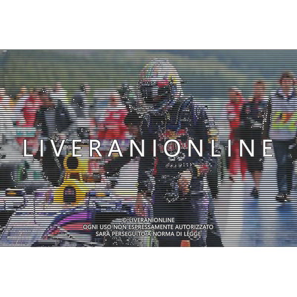Sebastian Vettel (GER) Red Bull Racing RB10 in parc ferme. 23.08.2014. Formula 1 World Championship, Rd 12, Belgian Grand Prix, Spa Francorchamps, Belgium, Qualifying Day. AG ALDO LIVERANI SAS ONLY ITALY