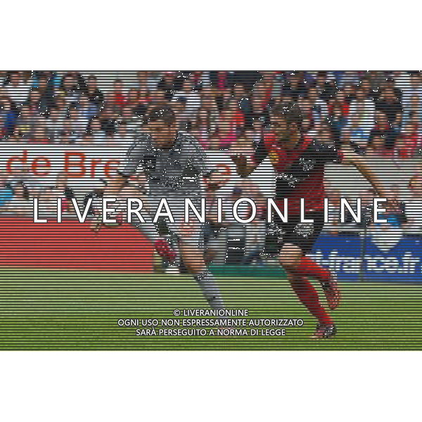 Christophe Kerbrat / Andre Pierre Gignac - 23.08.2014 - Guingamp / Marseille - 3e journee Ligue 1 Photo : Gaston Petrelli / Icon Sport AG ALDO LIVERANI SAS ONLY ITALY