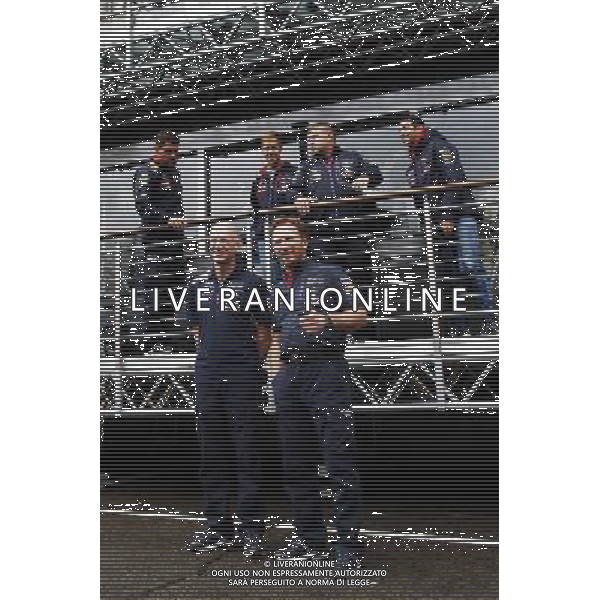 (L to R): Adrian Newey (GBR) Red Bull Racing Chief Technical Officer and Christian Horner (GBR) Red Bull Racing Team Principal take part in the ALS ice bucket challenge. 23.08.2014. Formula 1 World Championship, Rd 12, Belgian Grand Prix, Spa Francorchamps, Belgium, Qualifying Day. AG ALDO LIVERANI SAS ONLY ITALY