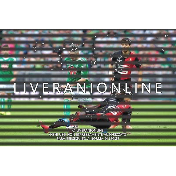 Fabien LEMOINE / Paul Georges NTEP - 24.08.2014 - Saint Etienne / Rennes - 3e journee Ligue 1 Photo : Jean Paul Thomas / Icon Sport AG ALDO LIVERANI SAS ONLY ITALY