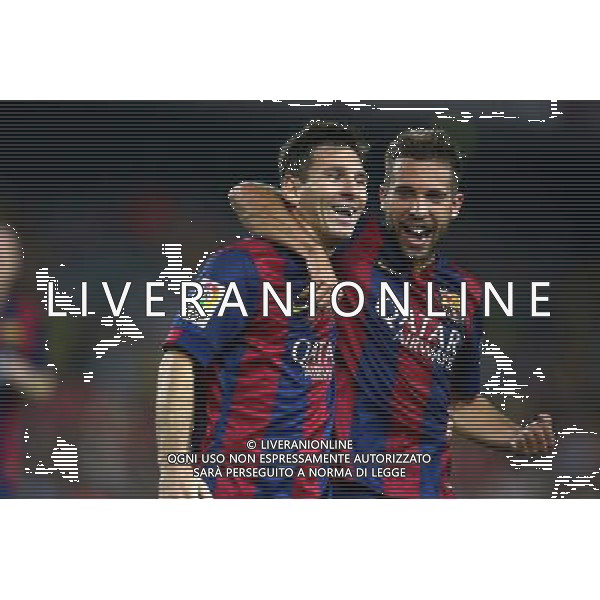 Joie Lionel Messi / Jordi Alba - 24.08.2014 - Barcelone / Elche - 1ere journee Liga Photo : Aop press / Icon Sport AG ALDO LIVERANI SAS ONLY ITALY
