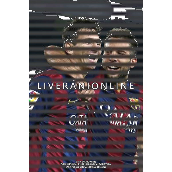 Joie Lionel Messi / Jordi Alba - 24.08.2014 - Barcelone / Elche - 1ere journee Liga Photo : Aop press / Icon Sport AG ALDO LIVERANI SAS ONLY ITALY