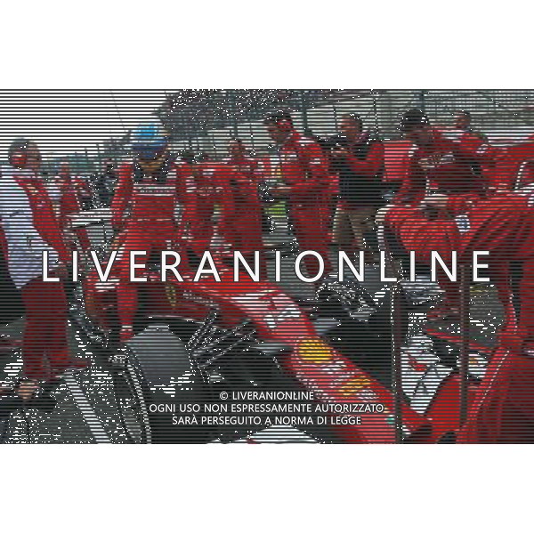 Fernando Alonso (ESP) Ferrari F14-T on the grid. 24.08.2014. Formula 1 World Championship, Rd 12, Belgian Grand Prix, Spa Francorchamps, Belgium, Race Day. AG ALDO LIVERANI SAS ONLY ITALY