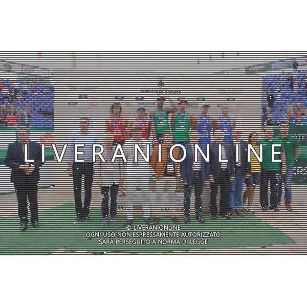 24.08.2014 - Stare Jablonki , siatkowka plazowa , beach volleyball , World Tour , FIVB Stare Jablonki Grand Slam 2014 , Dekoracja N/Z Aleksandrs Samoilovs , Janis Smedins , Pedro Solberg Salgado , Alvaro Morais Filho , Jacob Gibb Casey Paterson Fot. Karol Bartnik / MPAimages.com/NEWSPIX.PL --- Newspix.pl /Agenzia Aldo Liverani sas - ITALY ONLY - EDITORIAL USE ONLY - BEACHVOLLEY PREMIAZIONI *** Local Caption *** www.newspix.pl mail us: info@newspix.pl call us: 0048 022 23 22 222 --- Polish Picture Agency by Ringier Axel Springer Poland