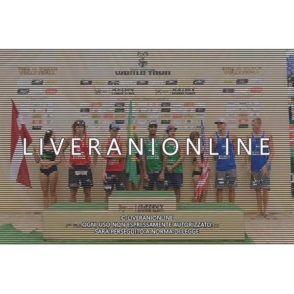 24.08.2014 - Stare Jablonki , siatkowka plazowa , beach volleyball , World Tour , FIVB Stare Jablonki Grand Slam 2014 , Dekoracja mezczyzn N/Z Aleksandrs Samoilovs , Janis Smedins , Pedro Solberg Salgado , Alvaro Morais Filho , Jacob Gibb , Casey Patterson Fot. Mariusz Palczynski / MPAimages.com/NEWSPIX.PL --- Newspix.pl /Agenzia Aldo Liverani sas - ITALY ONLY - EDITORIAL USE ONLY - BEACHVOLLEY PREMIAZIONI *** Local Caption *** www.newspix.pl mail us: info@newspix.pl call us: 0048 022 23 22 222 --- Polish Picture Agency by Ringier Axel Springer Poland