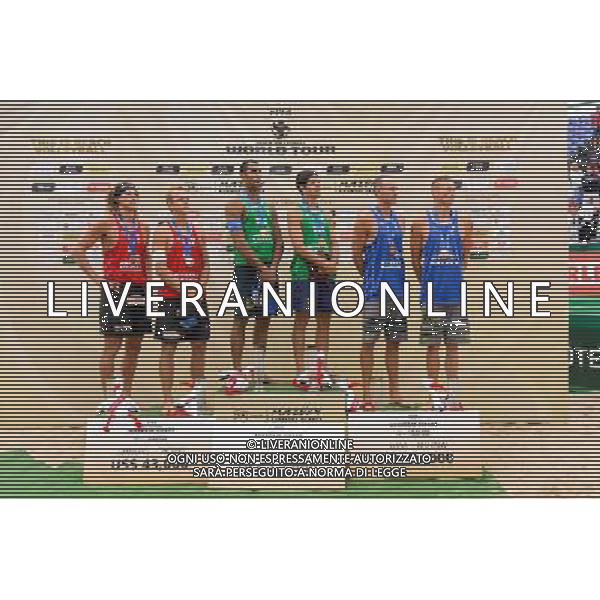 24.08.2014 - Stare Jablonki , siatkowka plazowa , beach volleyball , World Tour , FIVB Stare Jablonki Grand Slam 2014 , Dekoracja mezczyzn N/Z Aleksandrs Samoilovs , Janis Smedins , Pedro Solberg Salgado , Alvaro Morais Filho , Jacob Gibb , Casey Patterson Fot. Mariusz Palczynski / MPAimages.com/NEWSPIX.PL --- Newspix.pl /Agenzia Aldo Liverani sas - ITALY ONLY - EDITORIAL USE ONLY - BEACHVOLLEY PREMIAZIONI *** Local Caption *** www.newspix.pl mail us: info@newspix.pl call us: 0048 022 23 22 222 --- Polish Picture Agency by Ringier Axel Springer Poland