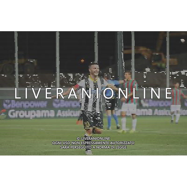 UDINE 24-08-14 COPPA ITALIA TIM 2014/2015 UDINESE VS TERNANA NELLA FOTO:ESULTANZA DI DI NATALE ANTONIO CON DIETRO LE RUSPE PER RICOSTRUZIONE DELLO STADIO FOTO PAOLA GARBUIO/AG.ALDO LIVERANI 