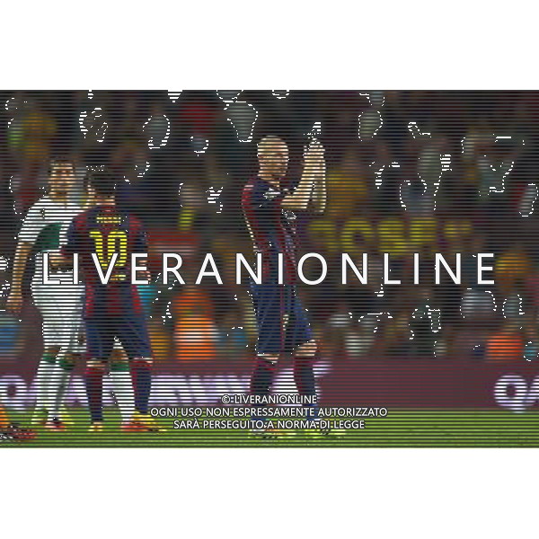 Lionel Messi / Jeremy Mathieu - 24.08.2014 - Barcelone / Elche - 1ere journee Liga Photo : Aop press / Icon Sport AG ALDO LIVERANI SAS ONLY ITALY