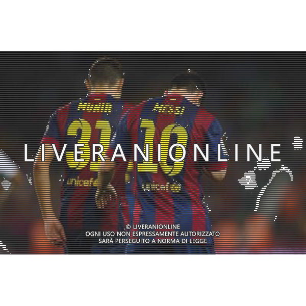 Lionel Messi / Munir El Haddadi - 24.08.2014 - Barcelone / Elche - 1ere journee Liga Photo : Aop press / Icon Sport AG ALDO LIVERANI SAS ONLY ITALY