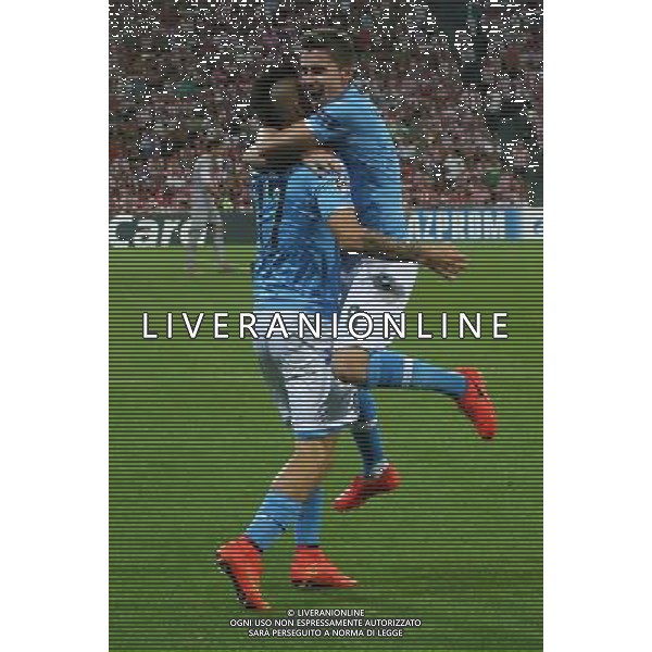 ATHLETIC BILBAO - NAPOLI RITORNO PRELIMINARI DI CHAMPIONS LEAGUE 27 AGOSTO 2014 NELLA FOTO: ESULTANZA DOPO IL GOL DI MAREK HAMSIK CON JORGINHO ©MOSCA/Agenzia Aldo Liverani sas