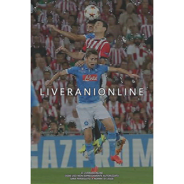 ATHLETIC BILBAO - NAPOLI RITORNO PRELIMINARI DI CHAMPIONS LEAGUE 27 AGOSTO 2014 NELLA FOTO: JORGINHO, ADURIZ, ALBIOL ©MOSCA/Agenzia Aldo Liverani sas