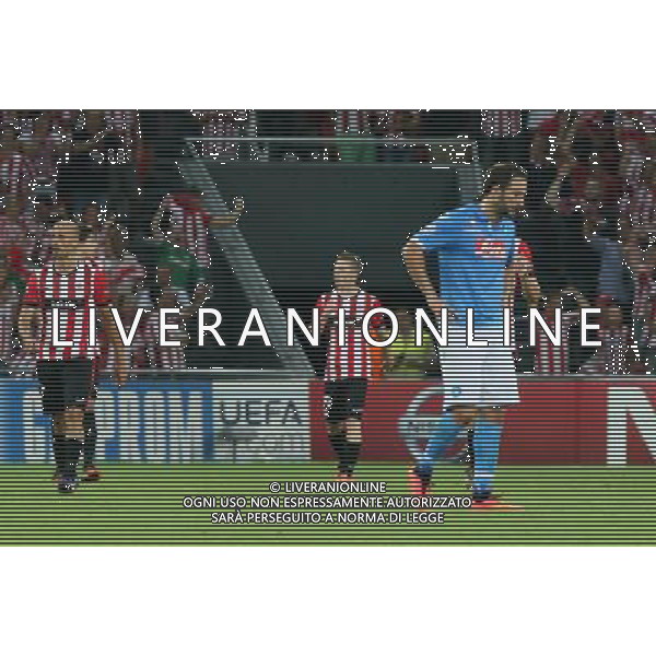 ATHLETIC BILBAO - NAPOLI RITORNO PRELIMINARI DI CHAMPIONS LEAGUE 27 AGOSTO 2014 NELLA FOTO: ESULTANZA DOPO IL GOL DI GOMEZ - DELUSIONE HIGUAIN ©MOSCA/Agenzia Aldo Liverani sas