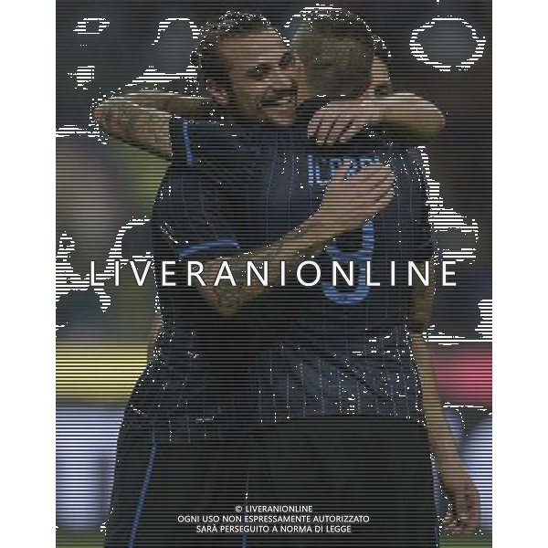 UEFA Europa League 2014/2015 Quarto Turno di Qualificazione Ritorno Milano - 28.08.2014 Inter-Stjarnan Nella Foto:icardi mauro esulta con osvaldo pablo danie /Ph.Vitez-Ag. Aldo Liverani