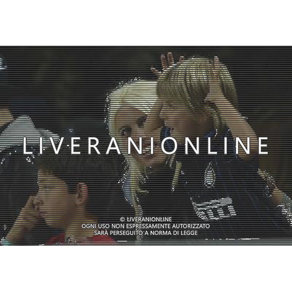 UEFA Europa League 2014/2015 Quarto Turno di Qualificazione Ritorno Milano - 28.08.2014 Inter-Stjarnan Nella Foto:wanda nara sorridente con i figli dopo il gol di icardi mauro /Ph.Vitez-Ag. Aldo Liverani