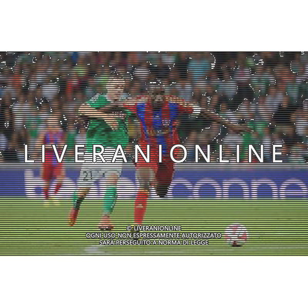 Romain HAMOUNA / Larrys MABIALA - 28.08.2014 - Saint Etienne / Karabukspor - Barrage Retour Europa League Photo : Jean Paul Thomas / Icon Sport AG ALDO LIVERANI SAS ONLY ITALY