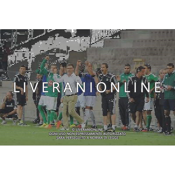 Joie Saint Etienne - Christophe GALTIER - 28.08.2014 - Saint Etienne / Karabukspor - Barrage Retour Europa League Photo : Jean Paul Thomas / Icon Sport AG ALDO LIVERANI SAS ONLY ITALY