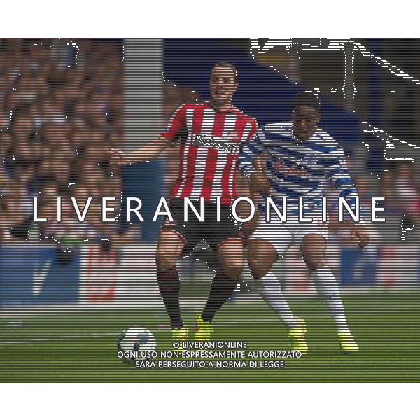 Queens Park Rangers\' Leroy Fer vies for possession with Sunderland\'s John O\'Shea Photographer Ashley Western/CameraSport Football - Barclays Premiership - Queens Park Rangers v Sunderland - Saturday 30th August 2014 - Loftus Road - London © CameraSport - 43 Linden Ave. Countesthorpe. Leicester. England. LE8 5PG - Tel: +44 (0) 116 277 4147 - admin@camerasport.com - www.camerasport.com ag aldo liverani sas only italy