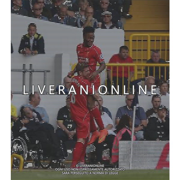 Liverpool\'s Raheem Sterling celebrates his goal Photographer Kieran Galvin/CameraSport Football - Barclays Premiership - Tottenham Hotspur v Liverpool - Sunday 31st August 2014 - White Hart Lane - London © CameraSport - 43 Linden Ave. Countesthorpe. Leicester. England. LE8 5PG - Tel: +44 (0) 116 277 4147 - admin@camerasport.com - www.camerasport.com /Agenzia Aldo Liverani sas - ITALY ONLY - EDITORIAL USE ONLY