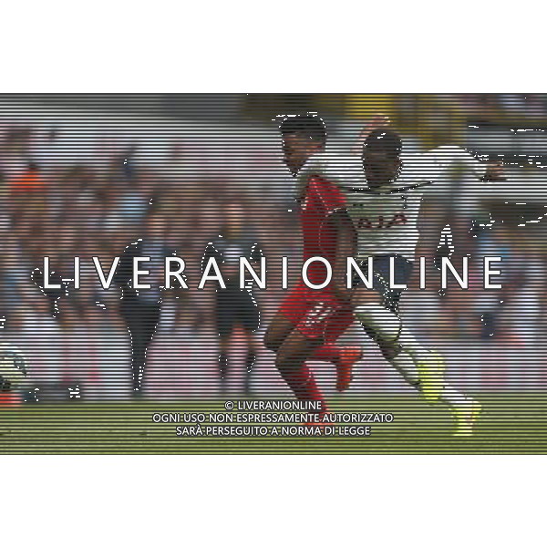 Liverpool\'s Raheem Sterling despite the attentions of Tottenham Hotspur\'s Danny Rose Photographer Kieran Galvin/CameraSport Football - Barclays Premiership - Tottenham Hotspur v Liverpool - Sunday 31st August 2014 - White Hart Lane - London © CameraSport - 43 Linden Ave. Countesthorpe. Leicester. England. LE8 5PG - Tel: +44 (0) 116 277 4147 - admin@camerasport.com - www.camerasport.com /Agenzia Aldo Liverani sas - ITALY ONLY - EDITORIAL USE ONLY