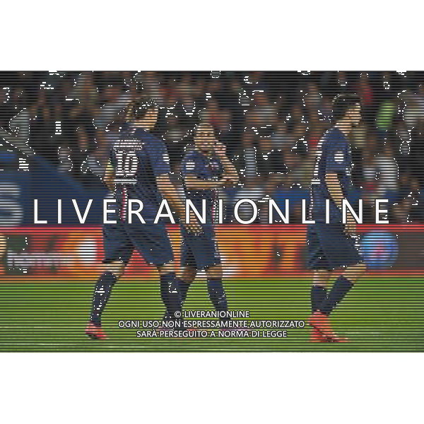 Zlatan IBRAHIMOVIC / Lucas MOURA - 31.08.2014 - Paris Saint Germain / Saint Etienne - 4eme journee de Ligue 1 - Photo : Aurelien Meunier / Icon Sport /AGENZIA ALDO LIVERANI SAS - ITALY ONLY - EDITORIAL USE ONLY