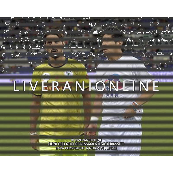 Roma - 01/09/2014 - Stadio Olimpico - Partita Interreligiosa per la Pace - nella foto: Dudu Aoute ed Ivan Zamorano / Ph. Fabrizio Corradetti - Ag. Aldo Liverani Sas