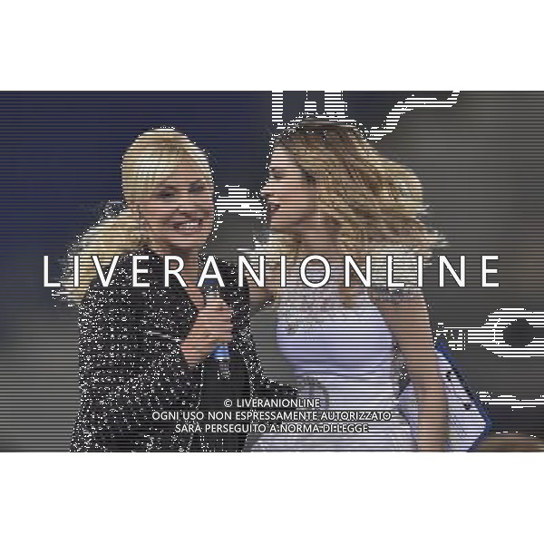 Roma - 01/09/2014 - Stadio Olimpico - Partita Interreligiosa per la Pace - nella foto: Martina Stoessel con Antonella Clerici / Ph. Fabrizio Corradetti - Ag. Aldo Liverani Sas