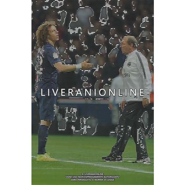 David LUIZ / Jean Louis GASSET - 31.08.2014 - Paris Saint Germain / Saint Etienne - 4eme journee de Ligue 1 - Photo : Aurelien Meunier / Icon Sport /AGENZIA ALDO LIVERANI SAS - ITALY ONLY - EDITORIAL USE ONLY