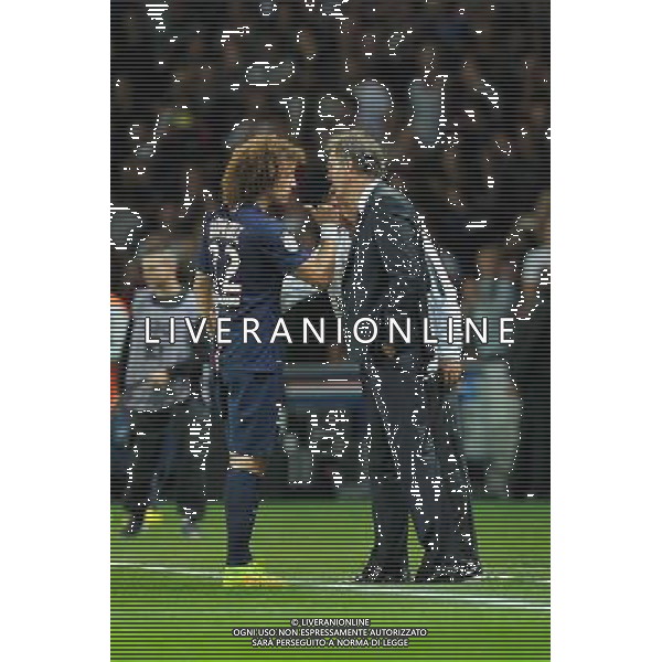 David LUIZ / Laurent BLANC - 31.08.2014 - Paris Saint Germain / Saint Etienne - 4eme journee de Ligue 1 - Photo : Aurelien Meunier / Icon Sport /AGENZIA ALDO LIVERANI SAS - ITALY ONLY - EDITORIAL USE ONLY